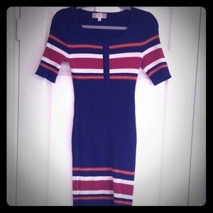 NWOT navy, cream and burnt orange sweater dress
